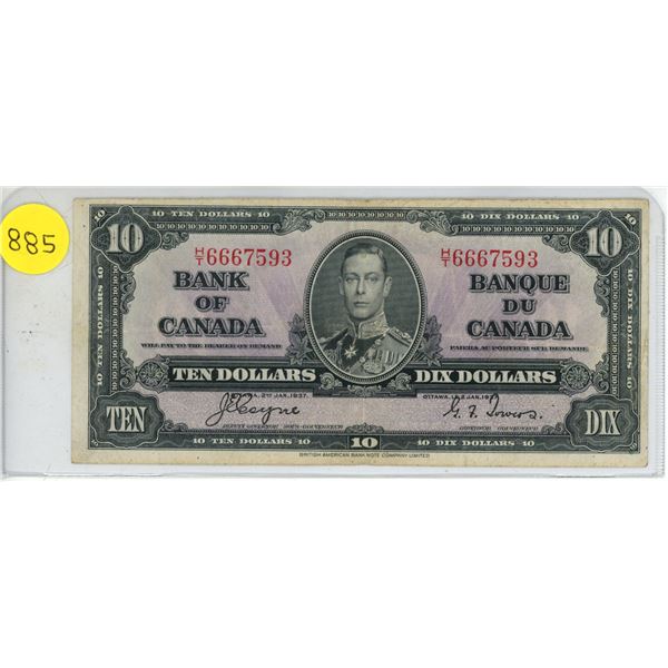 1937 Canadian $10 bill- H/T6667593