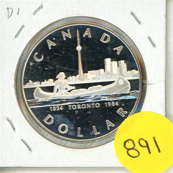 1984 Canada silver one dollar (sterling silver -23.33 grams)
