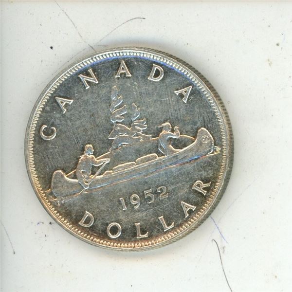 1952 -water lines-Canada silver one dollar