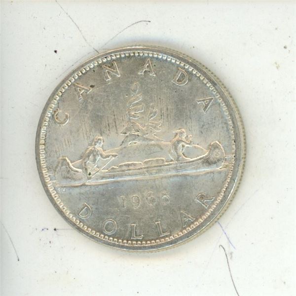 1965 (small beads, blunt 5, variety 2) Canadian silver dollar
