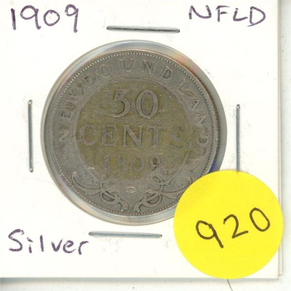 1909 new foundland silver 50 cents