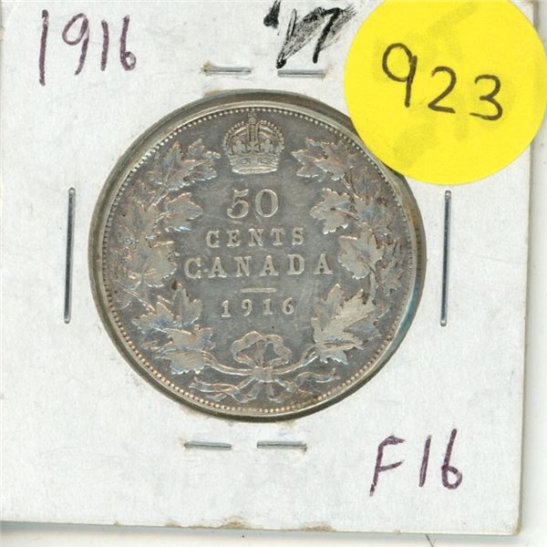 1916 Canadian silver 50 cents