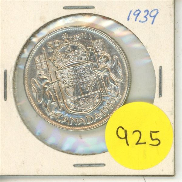 1939 Canadian silver 50 cents