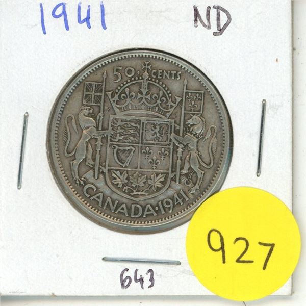 1941 Canadian silver 50 cents