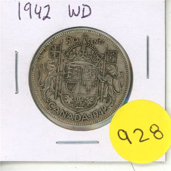 1942 Canadian silver 50 cents