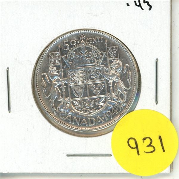 1945 Canadian silver 50 cents
