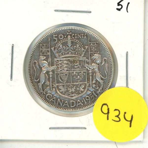 1951 Canadian silver 50 cents