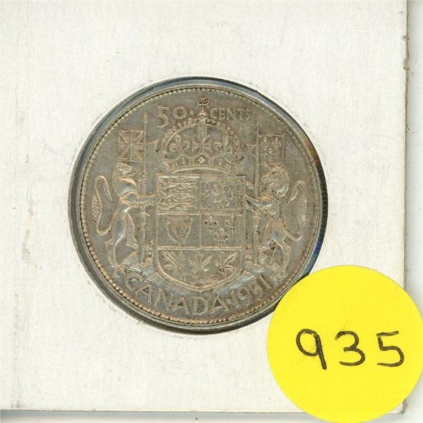 1951 Canadian silver 50 cents