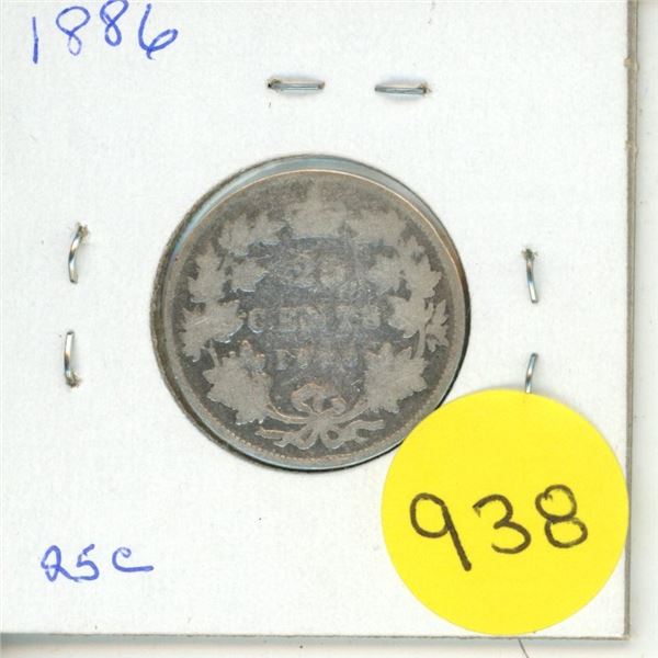1886 Canadian silver 25 cents