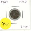 Image 1 : 1929 new foundland silver 5 cents coin