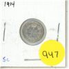 Image 1 : 1914 Canadian silver 5 cents coin