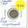 Image 1 : 1918 Canadian silver 5 cents coin