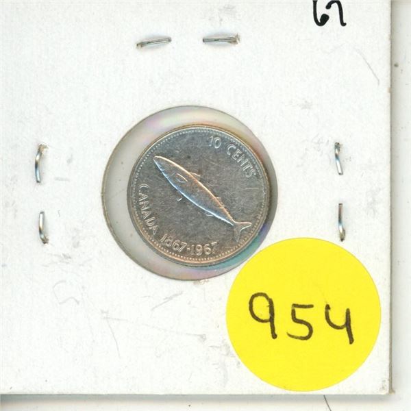 1967 Canadian silver 5 cents coin