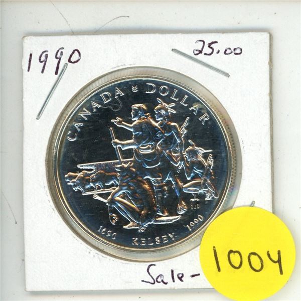 1990 Canadian silver dollar-henry kelsey tricentennial silver dollar