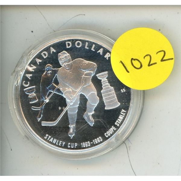 1993 canadian proof silver dollar commemorating the 100th anniversary of the stanley cup