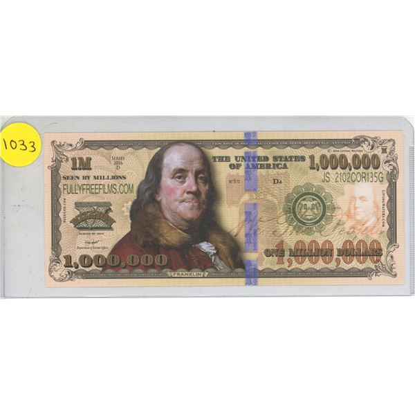 Series of 2016D US one million dollars (not legal tender)