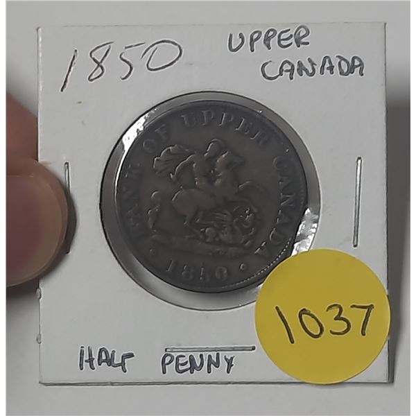 1850 Bank of upper canada one half penny