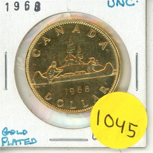 1968 canadian "voyageur dollar"-gold plated