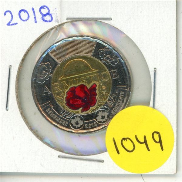 2018 $2 toonie-100th anniversary of the armistice of 1918 that ended world war I