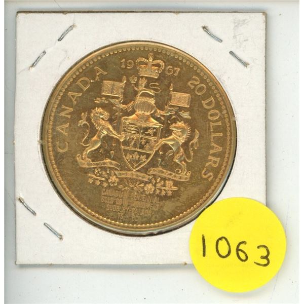 1967 20 Dollars canadian centennial coin - gold plated