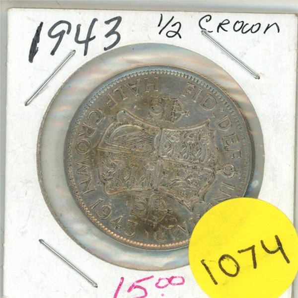 1943 british half crown-50% silver