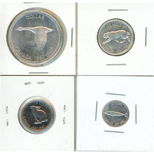 1967 canadian proof set($1, 25c, 5 c, 10 cent)