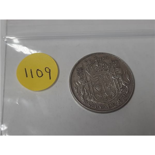 1950 no design canadian silver 50 cents