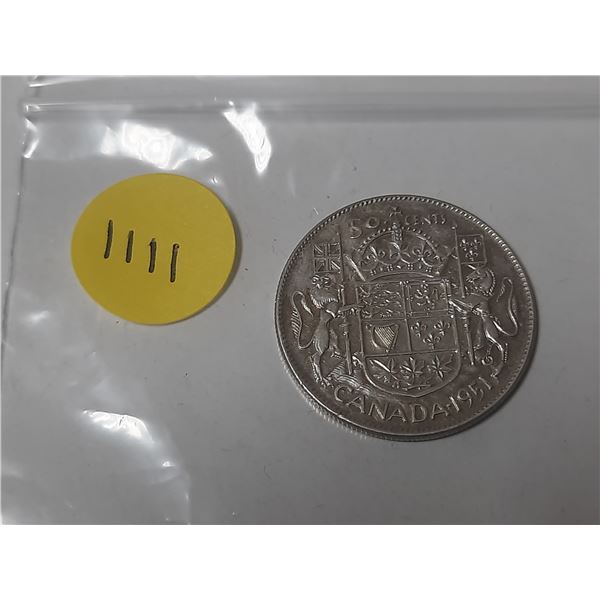 1951 canadian silver 50 cents