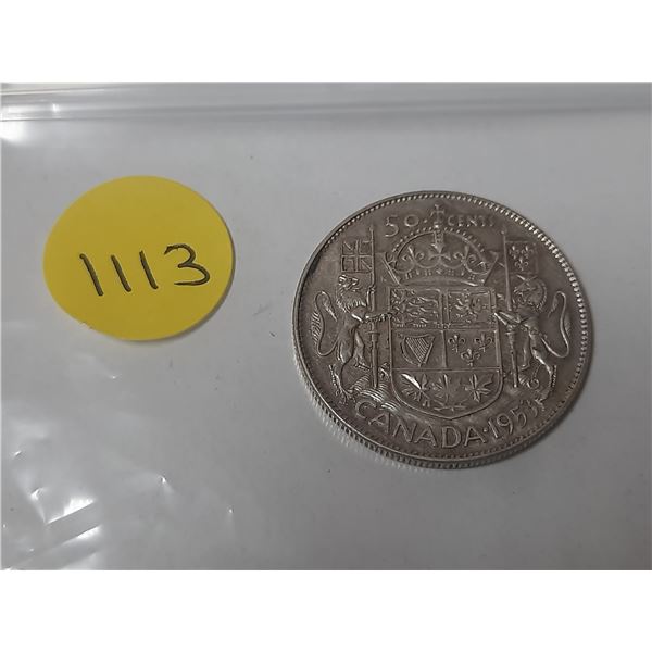 1953 large date ss canadian silver 50 cents