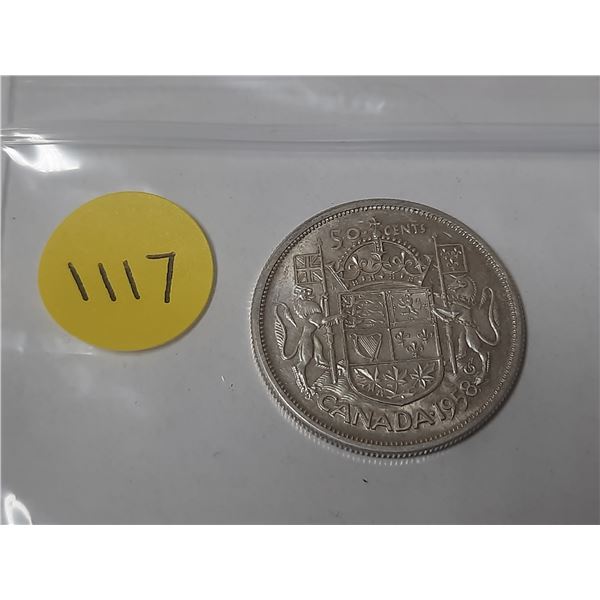 1958 canadian silver 50 cents