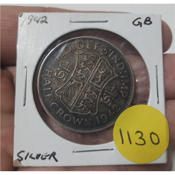 1942 british half crown-silver