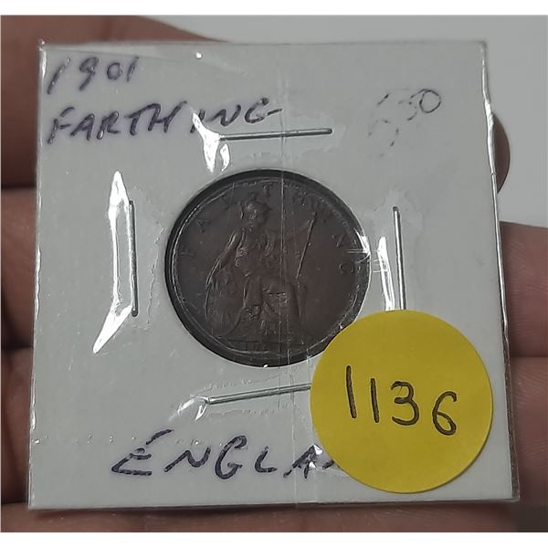 1901 british farthing coin