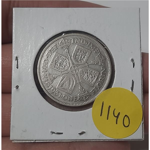 1931 british one florin coin