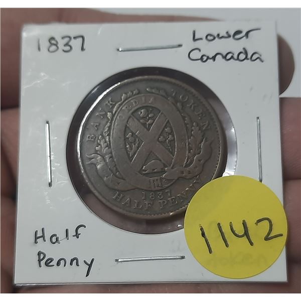 1837 lower canada half penny
