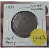Image 1 : 1837 lower canada half penny