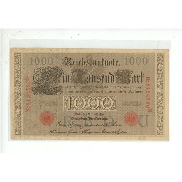 1910 german 1000 mark reichsbanknote