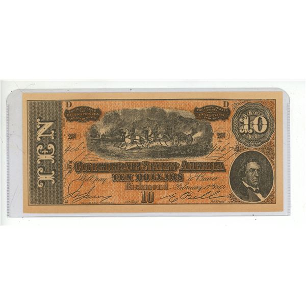 1864 confederate states of america- ten dollar bill