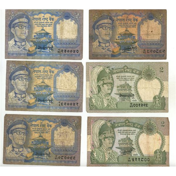 Nepal (4) one rupee and (2) two rupee