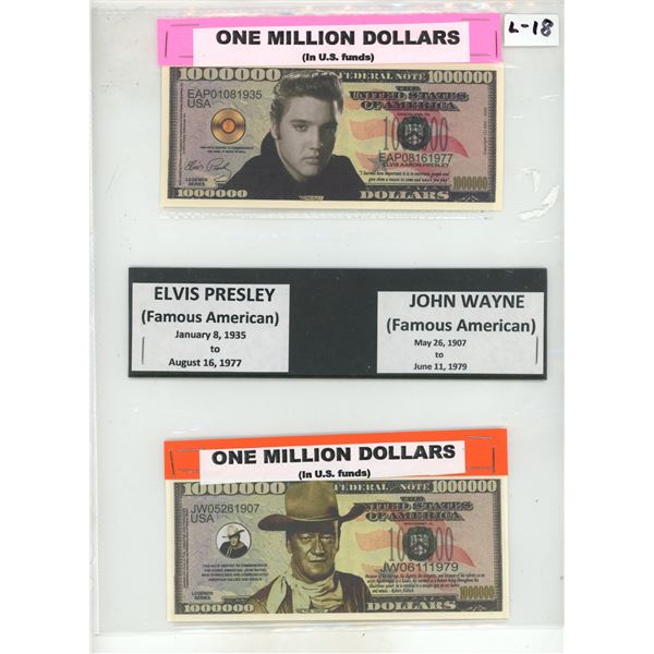 Fluis presley and john wayne one million dollars(not legal tender)