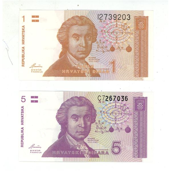 1993 5 and 1 croatian dinar