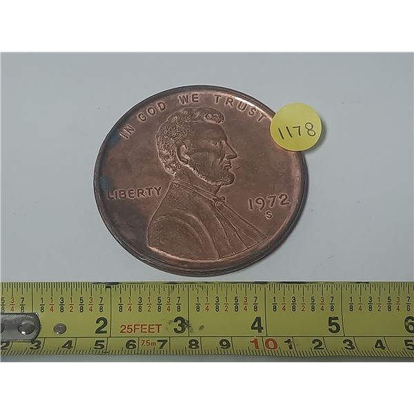 1972 s liberty one cent oversized novelty coin