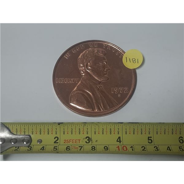 1972s US one cent oversized novelty coin
