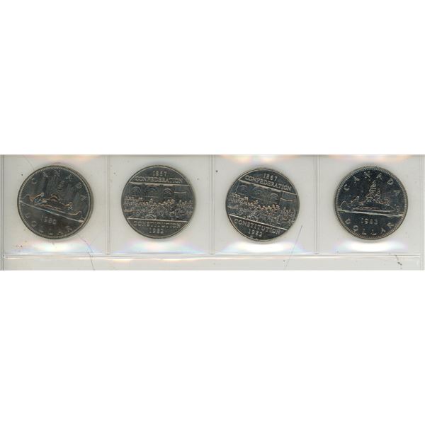 1980, (2) 1982, 1983 canada one dollars