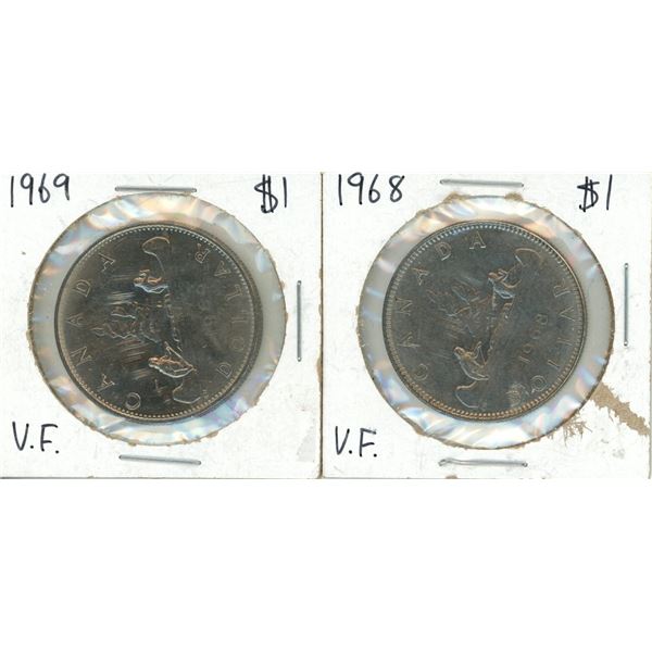 1968 and 1969 canada one dollar