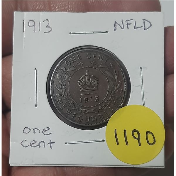 1913 new foundland one cent
