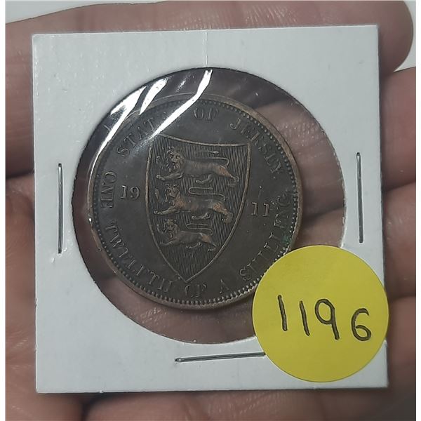 1911 states of jersey 1/12 of shilling -biritsh crown dependency