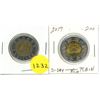 Image 1 : 2011 canadian $2 boreal forest toonie and 2019 canadian $2-75th anniversary of D-day