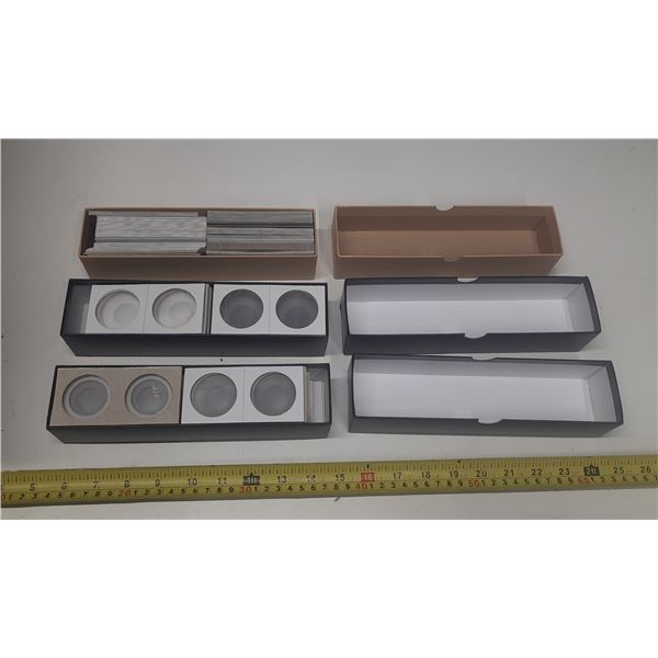 (3) Box of different Size of cardboard coin holders.