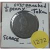 Image 1 : Half Penny Over Punched Token - Scare.