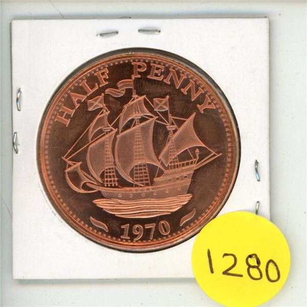 1970 Canada Half Penny - .999 Fine Copper 1 Ounce AVDP.